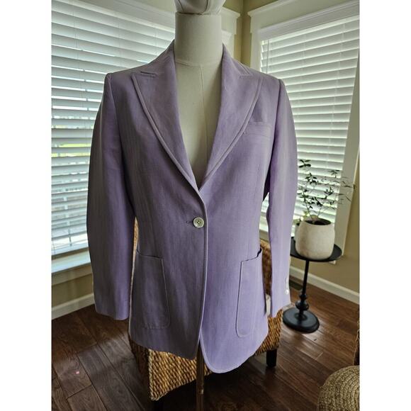 Domenico Vacca Linen Blend Blazer Women's Size 8 Purple Made in Italy Luxury - Picture 4 of 11